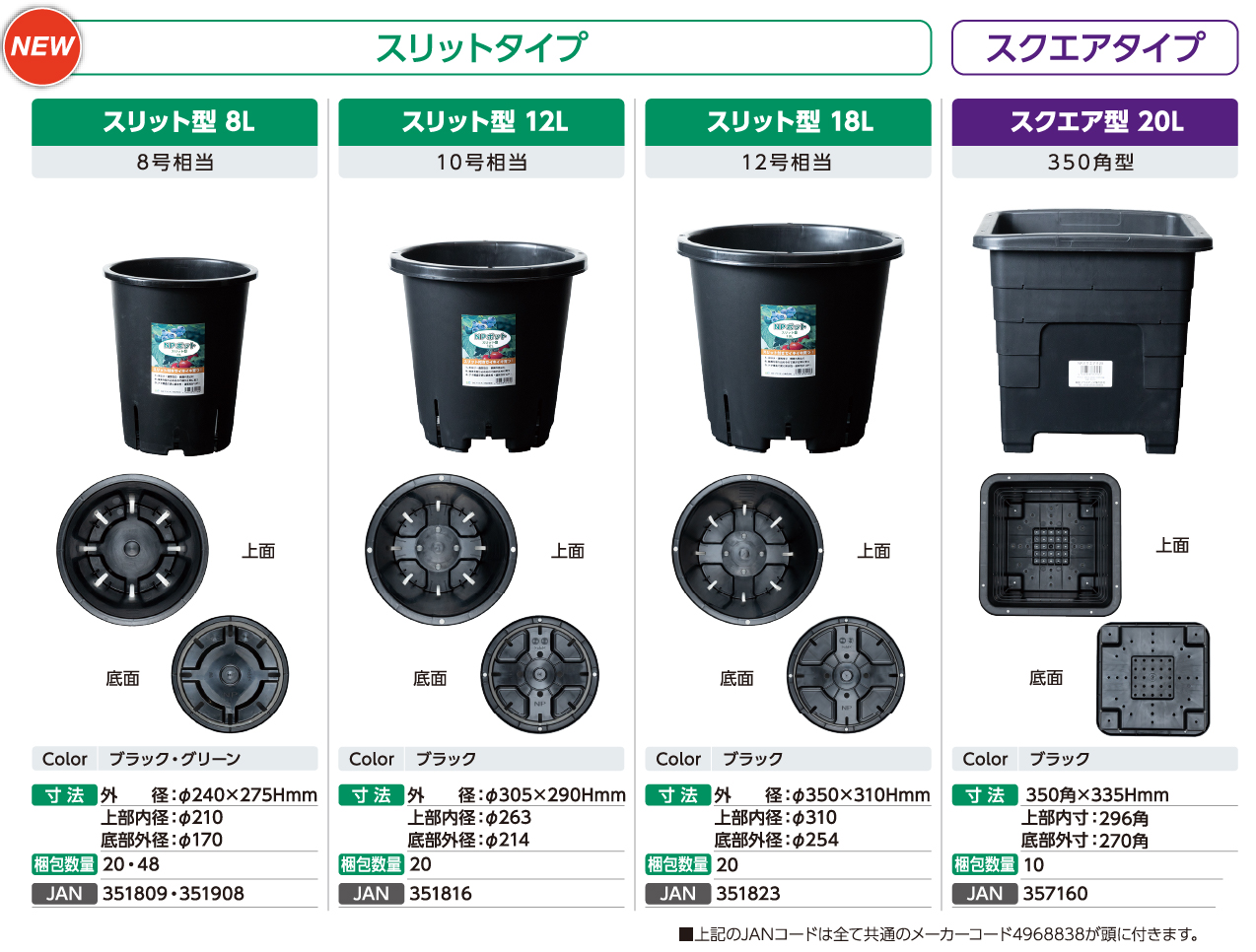 スリットタイプ スリット型 8L 12L 18L スクエア型 20L